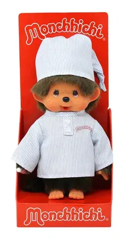 Plyšové a textilné zvieratká MONCHHICHI Mončiči chlapec v pruhovanom pyžame 20cm