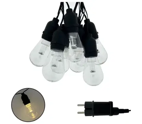 LED osvetlenie  LED vonkajšia dekoratívna svetelná reťaz 10xLED/0,15W/230V 3,8 m IP44 čierna 034 0001078