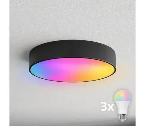 Svietidlá BRILAGI - LED RGBW stmievateľné kúpeľňové stropné svietidlo CLARE 3xE27/12W/230V IP54 čierna BG0580+3xAI0819