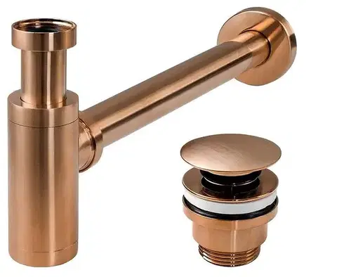 Sanitárna keramika REA - Umývadlový sifón s univerzálnym výpustom click-clack - COPPER MAT REA-A5699