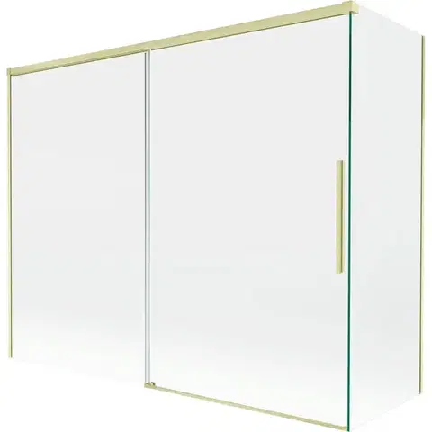 Sprchové dvere MEXEN/S - Rox vaňová zástena 2-krídlová posuvná 190 + 90 x 150, transparent, zlatá kartáčovaná 8C9-190-090-55-00