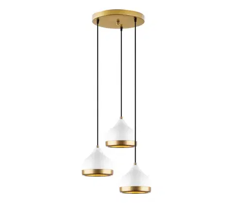 Svietidlá  Závesný luster YILDO 3xE27/40W/230V biela/zlatá 892OPV2132