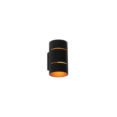 Nástenné osvetlenie Moderná nástenná lampa čierna so zlatým vnútorným priestorom - Pia