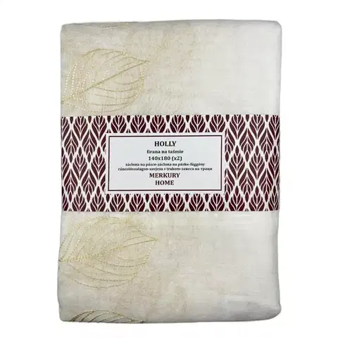 Záclony do obývačky Záclona na páske Holly polyester ecru 140x180 Merkury Home II/22