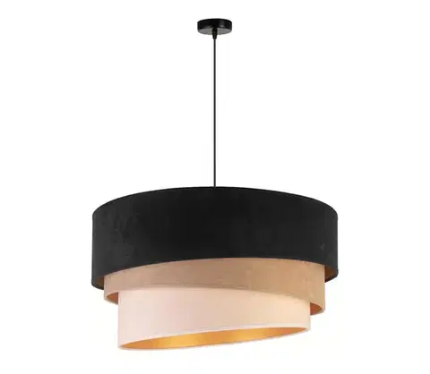 Svietidlá  - Luster na lanku DEVON 1xE27/40W/230V pr. 45 cm čierna/béžová 8018