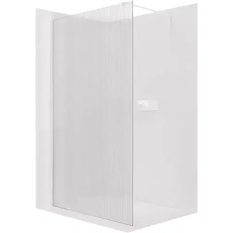 Sprchové dvere CERANO - Sprchová zástena Walk-in Onyx Cube Ľ/P - 8 mm - hranatá vzpera - biela matná, ryhované sklo - 80x200 CER-8050BD566