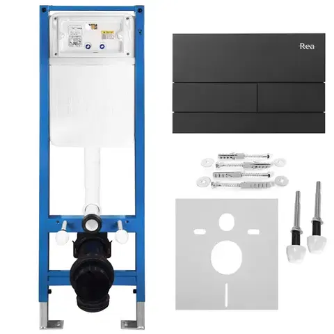 Záchody REA - Podomietkový Inštalačný Set Slim 024N pre WC s Tlačidlom T Black Matt KPL-E1056