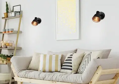 Bodové svetlá Nástenná lampa s čiernym tienidlom, medená, E14 40W Neria