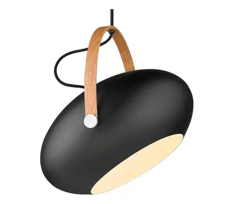 Svietidlá Halo Design 734382 - Závesný luster na lanku DC 1xE27/40W/230V priemer 40 cm čierna/dub 734382