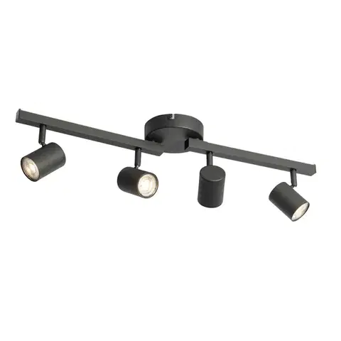 Bodove svetla Stropný reflektor čierny GU10 50 mm 4-svetelný vrátane podsvietenia a 3-cestného vypínača - Back Up