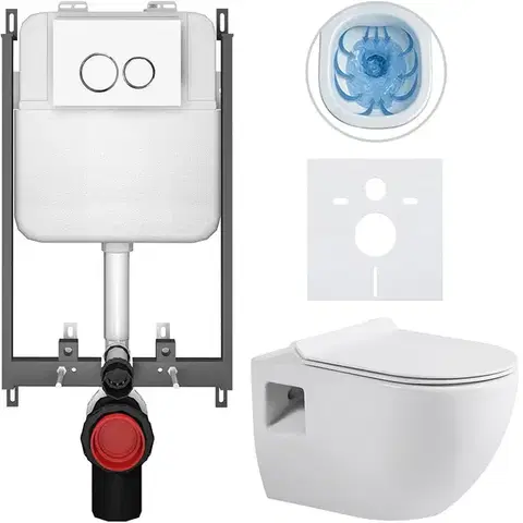 Záchody CERANO - Kompletný WC set Basic/Dure - biela lesklá - WC tlačidlo Dualo/Biela - na zamurovanie - 51x35 CER-8050BD85898