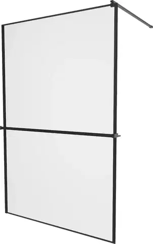 Sprchové dvere MEXEN/S - KIOTO Sprchová zástena WALK-IN s poličkou a držiakom uterákov 70 x 200, transparent/čierna 8 mm, čierna 800-070-121-70-70
