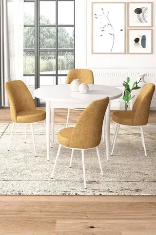 Jedálenské sety Dining Table & Chairs Set (5 Pieces) Tor - White, Cappuccino