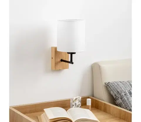 Svietidlá BRILAGI - Nástenná lampa NUBILA WOOD 1xE27/25W/230V dub/biela BG1561+BG1586