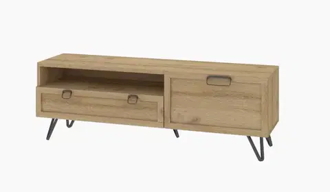 TV stolíky Stolík pod TV BIMBO 25 s LED, dub divoký / artisan olej