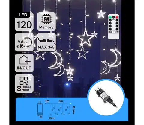 LED osvetlenie  B.V.  - LED vonkajší vianočný reťazec 120xLED/6W/230V/8 funkcií 3x0,6m IP44 studená bielaDO B10303S6V