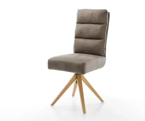 Jedálenské stoličky DELIFE Jedálenská stolička Pela-Flex mikrovlákno taupe vintage drevená podstava hranatá prírodná vrecková pružina