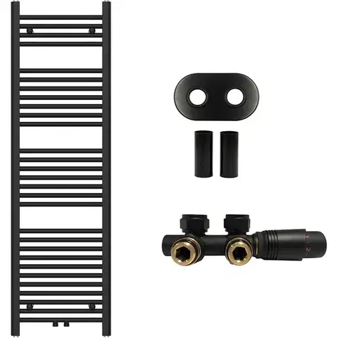 Doplnky do kúpeľne CERANO - Kúpeľňový radiátorový set Benito - ústredné vykurovanie - stredové pripojenie 50 mm - 583W - čierna matná - 1500x450 mm CER-818021