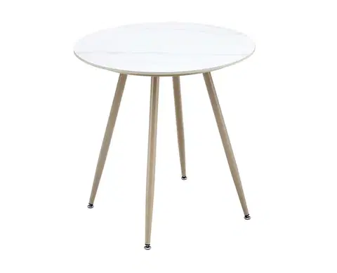 Záhradné stoly ROUND záhradný stôl 70 cm, biela/béžová