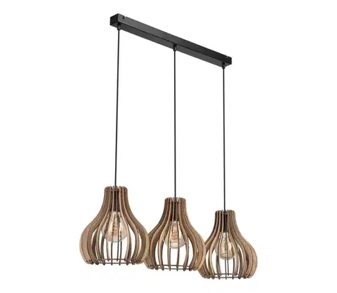 Svietidlá  Luster na lanku TUCCI 3xE27/15W/230V dub/čierna LM-3.229/DĄB
