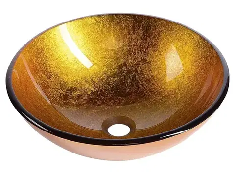 Umývadlá SAPHO - AGO sklenené umývadlo na dosku priemer 42cm, zlato oranžová 2501-19