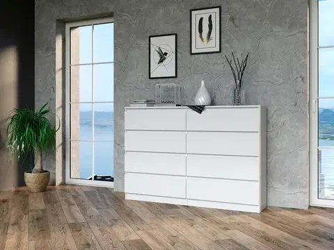 Komody a skrinky Široká komoda so zásuvkami WALMA M8 140, biela