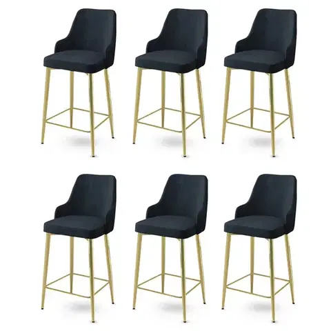 Barové stoličky Bar Stool Set (6 Pieces) Enox - Anthracite, Gold