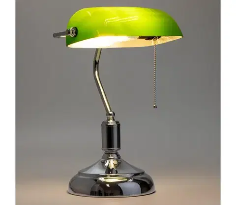 Lampy BRILAGI - Stolná lampa BANK OFFICE 1xE27/60W/230V lesklý chróm/zelená L352-ZE/CHR