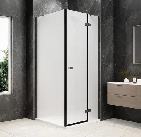 Sprchové dvere POLYSAN - GLOBE GUN METAL štvorcová sprchová zástena 800x800, matné sklo, pravé GB1080-3215MRGM