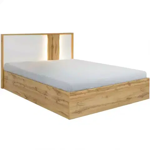 Dvojlôžkové postele Posteľ Wood 31 160x200 bez úložného priestoru biela/wotan