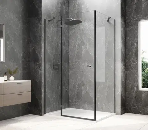 Sprchové dvere POLYSAN - GLOBE GUN METAL obdĺžniková sprchová zástena 1200x900, číre sklo, ľavá GB1012-3315LGM