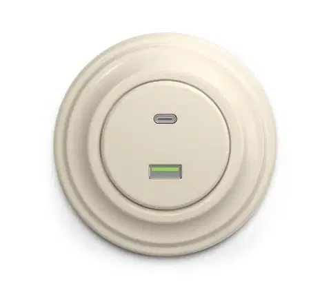 Predlžovacie káble lap - Retro USB zásuvka A+C s rámčekom béžová KA0134+KA0140