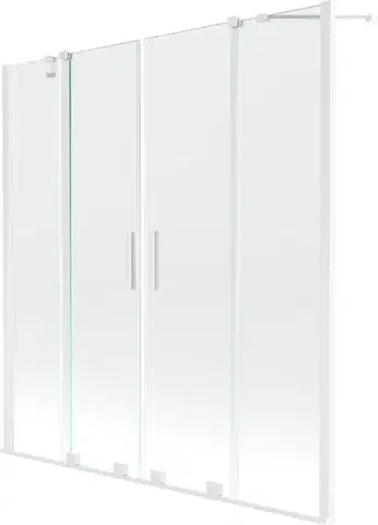Sprchové dvere MEXEN/S - Velar Duo Dvojkrídlová posuvná vaňová zástena 150 x 150, transparent, biela 896-150-000-02-20