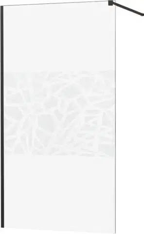 Sprchové dvere MEXEN/S - KIOTO Sprchová zástena WALK-IN 110x200 cm 8 mm, čierna, biely vzor 800-110-101-70-85