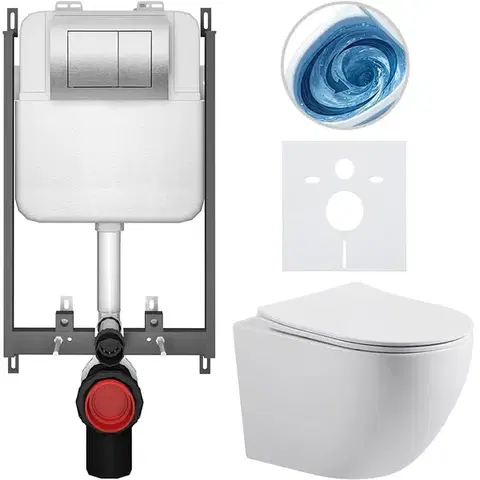Záchody CERANO - Kompletný WC set Basic/Cesso - biela lesklá - WC tlačidlo Maxio/Strieborná - na zamurovanie - 49x36 CER-8050BD85996