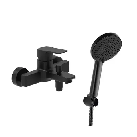 Kúpeľňové batérie Vanová baterie SAT Cube Way s vanovým setem 150 mm černá matná SATBSCU222CSET1 SATBSCU222CSET1