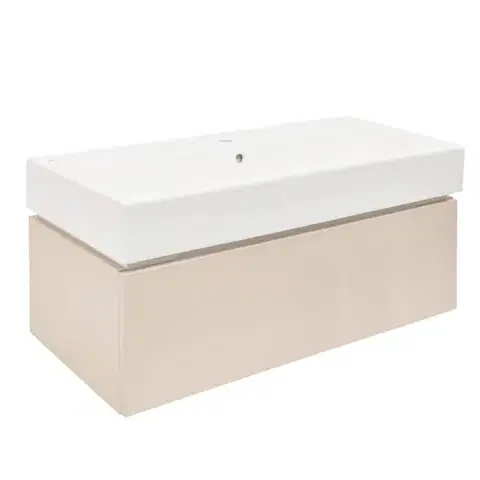 Kúpeľňový nábytok Kúpeľňová skrinka s umývadlom SAT Feel 100x30x46 cm pieskovo béžová mat SATFEEL100BEU2 SATFEEL100BEU2