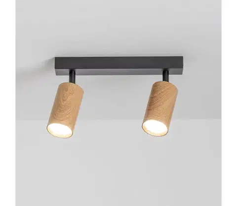 Svietidlá Brilagi - Bodové svietidlo SELE 2xGU10/30W/230V čierna/dekor duba WO-Z2-A-OEM