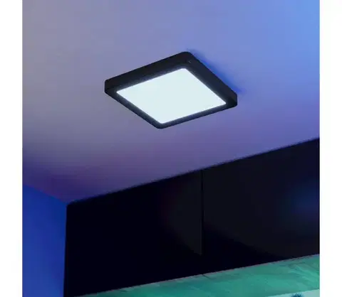 Svietidlá Eglo 901374-LED RGBW Stmievateľné dymové stropné svietidlo FUEVA-Z LED/10,5W/230V 22x22cm IP44 čierna 901374