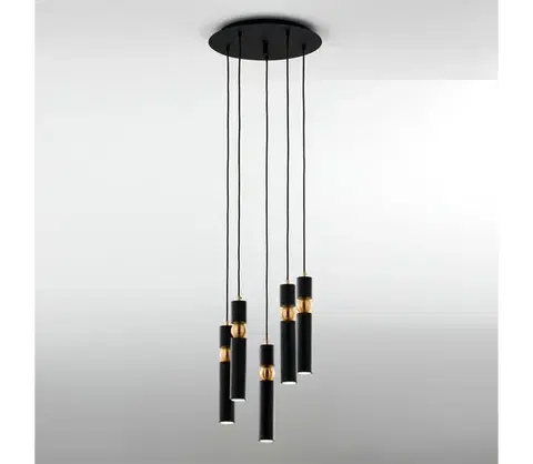 Svietidlá Jupiter 2014 - Luster na lanku ALAS 5xGU10/10W/230V čierna/zlatá 2014