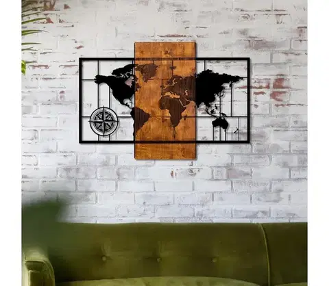 Obrazy  Nástenná dekorácia 58x85 cm mapa drevo/kov 899SKL1330