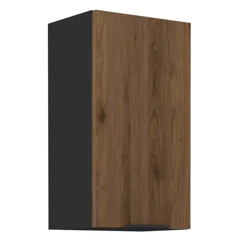Kuchynské horné skrinky KONDELA Menzo 40 G-72 1F horná kuchynská skrinka čierna / orech