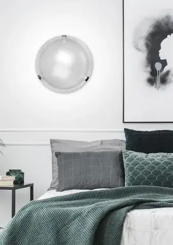 Stropná svetla Stropné svietidlo biele sklo okrúhle nástenné 60W Wrap