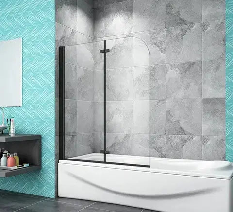 Sprchové dvere H K - Vaňová zástena S22 100x140 - dvojdielna sklopná, čierna, číre sklo SE-S22-100B