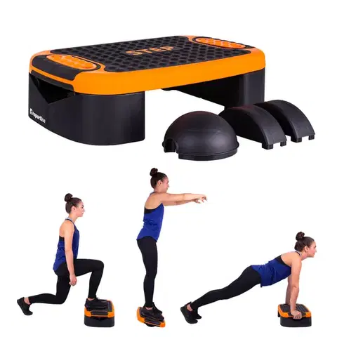 Step mostíky Multifunkčný aerobic step inSPORTline Multifun čierno-oranžová