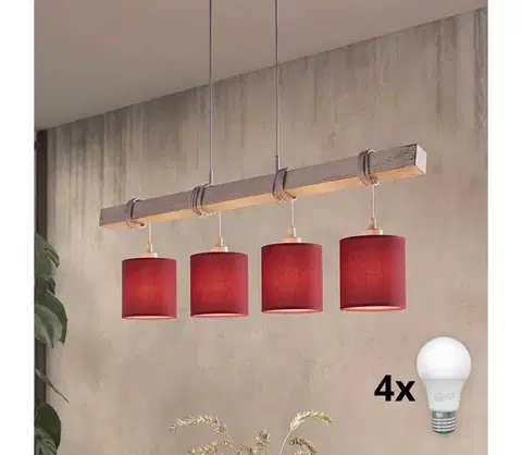 Svietidlá BRILAGI - LED luster na lanku NUBILA 4xE27/60W/230V sivá/pompejská červená 1xEG49927A+4xBG1579