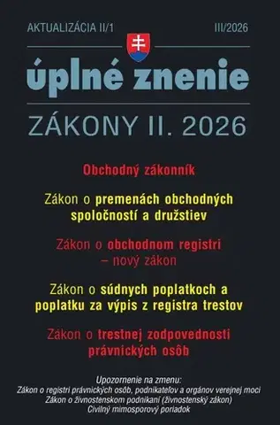 Zákony, zbierky zákonov Aktualizácia 2026 II/1 - Obchodný register - Kolektív autorov