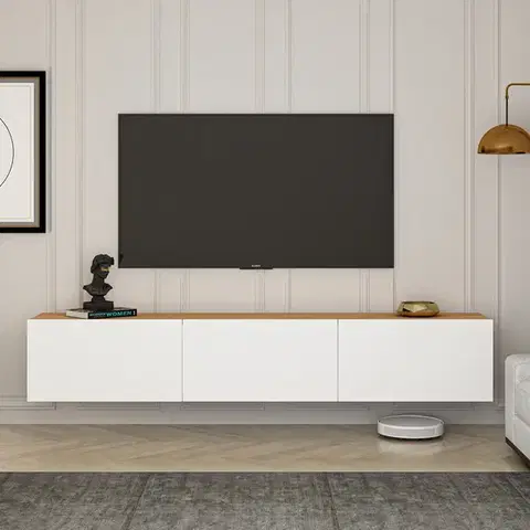 TV stolíky RANK závesný TV stolík, biela / borovica Atlantik