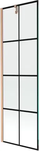 Sprchové dvere MEXEN/S - Next vaňová zástena FIX 60 x 150, čierna vzor, meď kartáčovaná - 895-060-000-00-70-77 895-060-000-00-77-65