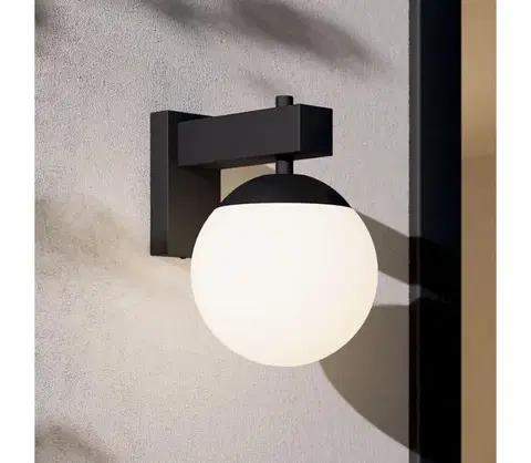 Svietidlá Eglo 900669 - Vonkajšie nástenné svietidlo BUFALATA 1xE27/40W/230V čierna IP44 900669